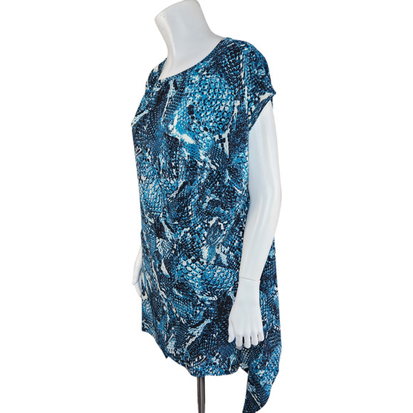 Attitudes by Renee Crepe Reptile Printed Asymmetric Top Blue Teal X-Small NWT - Picture 5 of 14